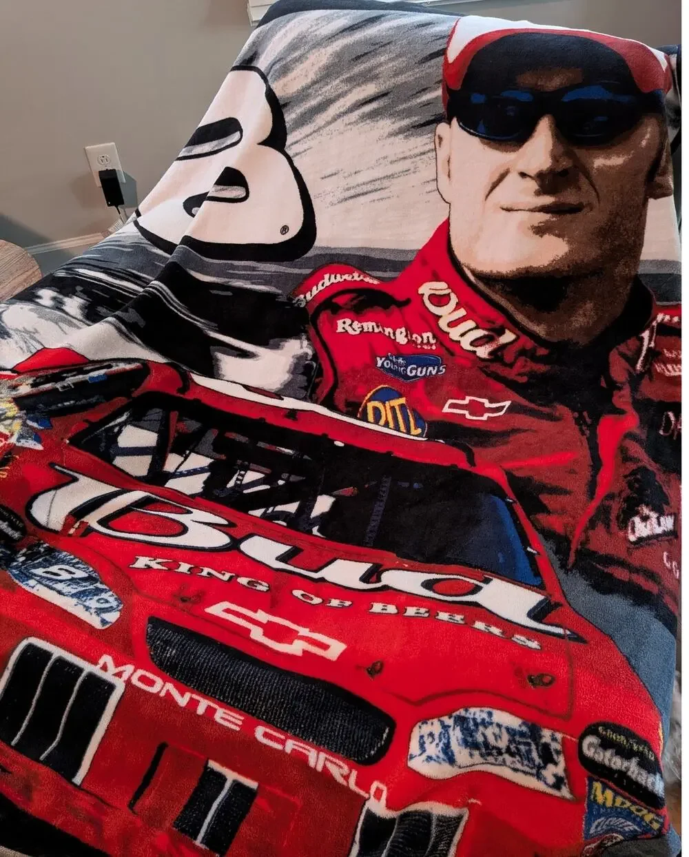 Vintage Dale Earnhardt Jr. # 8 Budweiser Throw Blanket 56